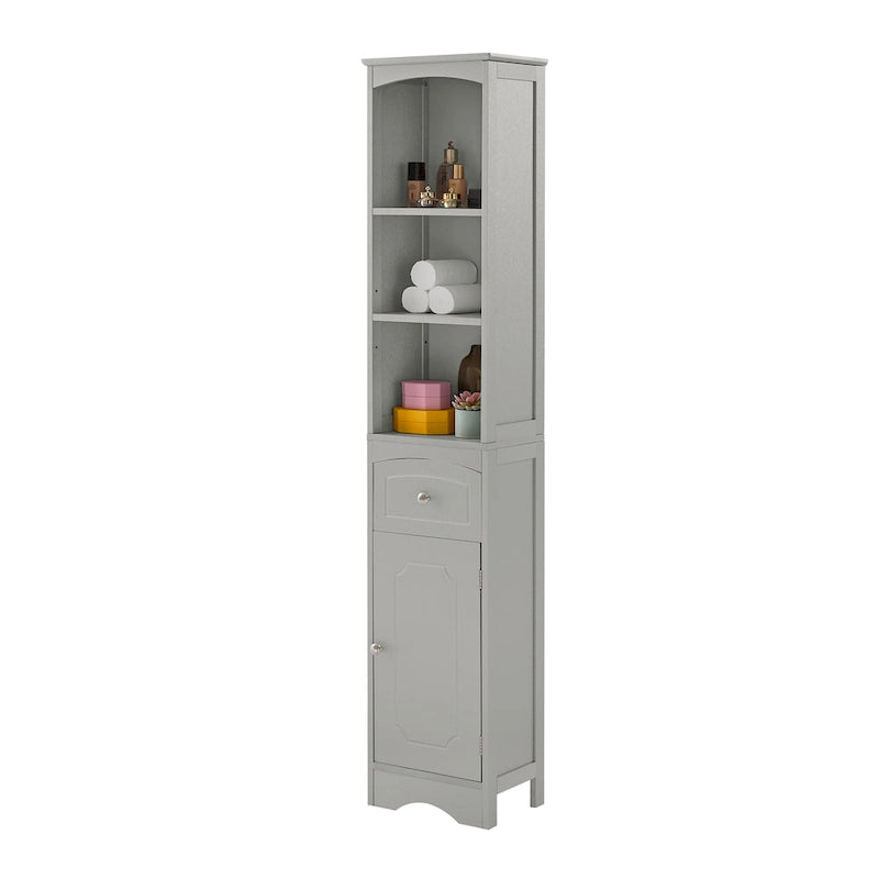 Tall Bathroom Cabinet, Freestanding Storage Cabinet with Drawer& Adjustable Shelf