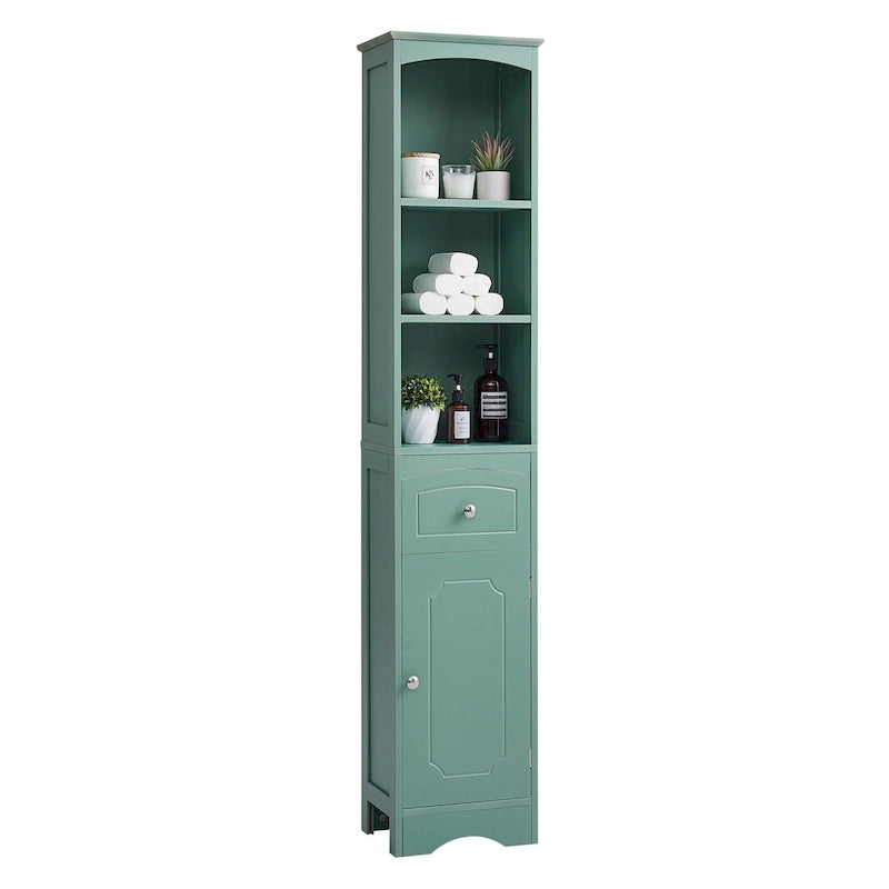 Tall Bathroom Cabinet, Freestanding Storage Cabinet with Drawer& Adjustable Shelf