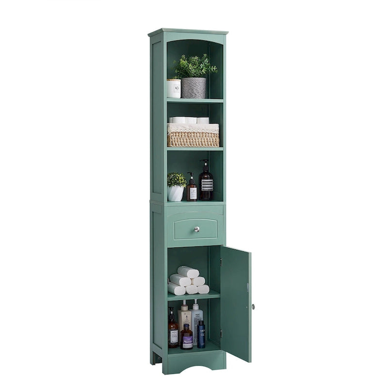 Tall Bathroom Cabinet, Freestanding Storage Cabinet with Drawer& Adjustable Shelf