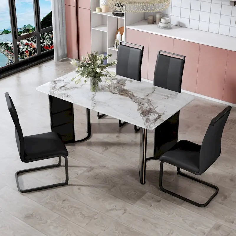 Table and chair set. 1 table and 4 chairs. Rectangular dining table
