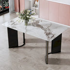 Brown Rectangular Dining Table with 4 Chairs, Modern Style