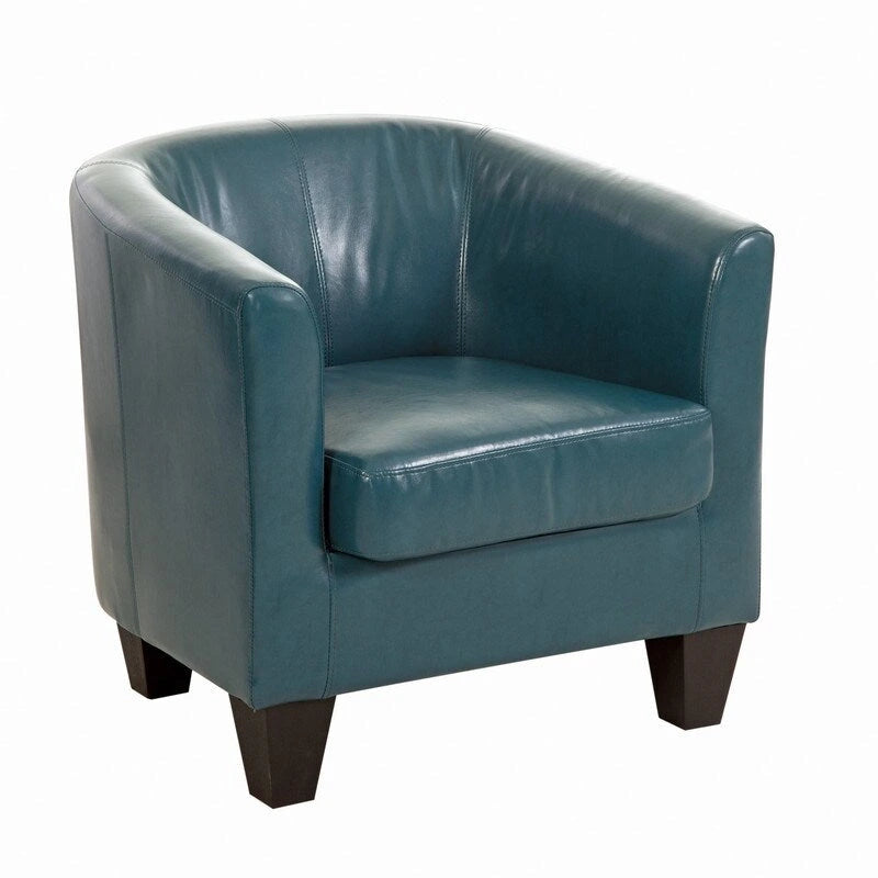 Multi-Color Faux Leather & Fabric Barrel Accent Chair – Single Seat
