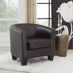 Multi-Color Faux Leather & Fabric Barrel Accent Chair – Single Seat