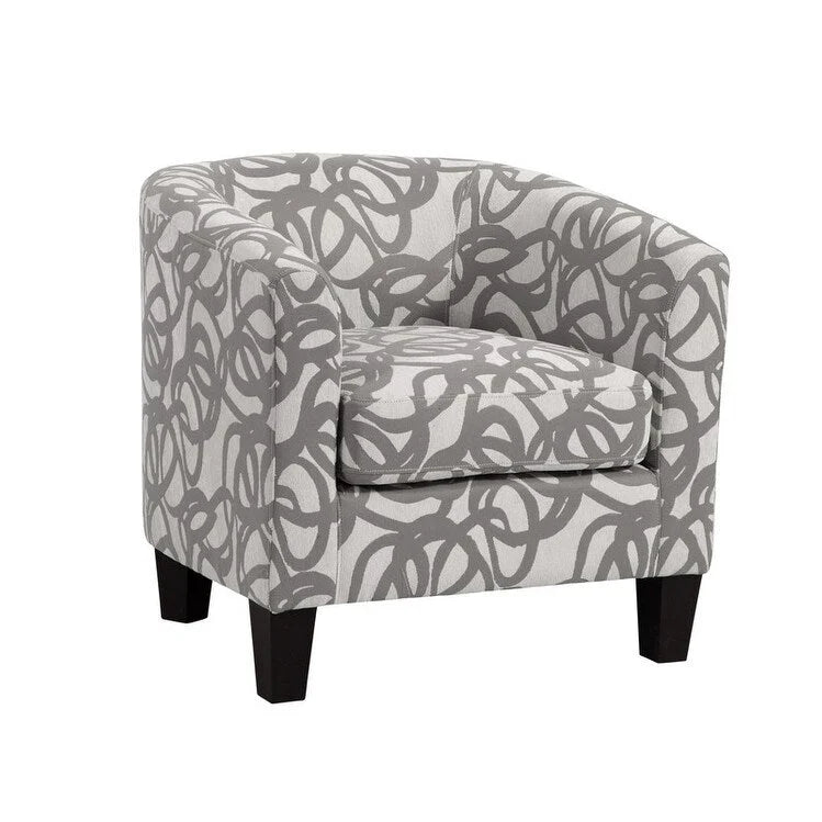 Multi-Color Faux Leather & Fabric Barrel Accent Chair – Single Seat