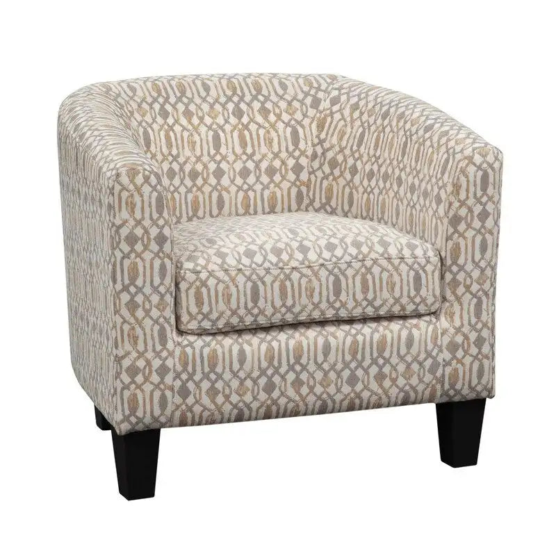 Multi-Color Faux Leather & Fabric Barrel Accent Chair – Single Seat