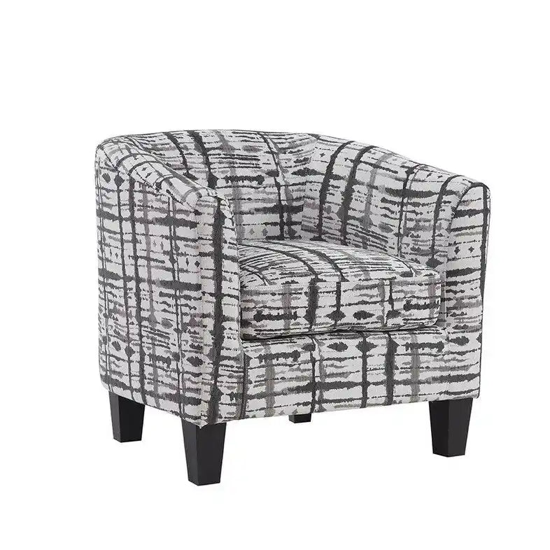 Multi-Color Faux Leather & Fabric Barrel Accent Chair – Single Seat