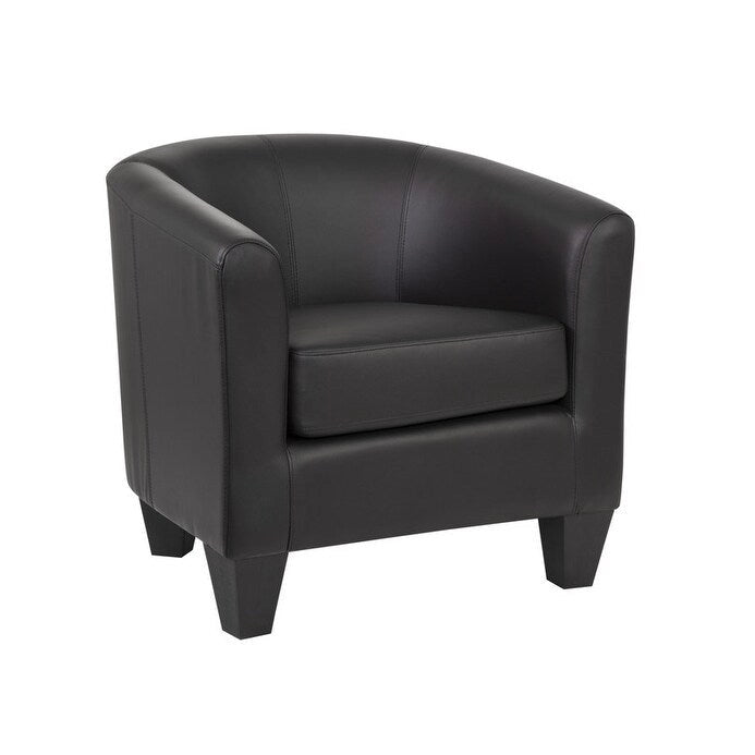 Multi-Color Faux Leather & Fabric Barrel Accent Chair – Single Seat