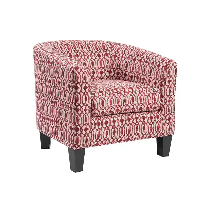 Multi-Color Faux Leather & Fabric Barrel Accent Chair – Single Seat