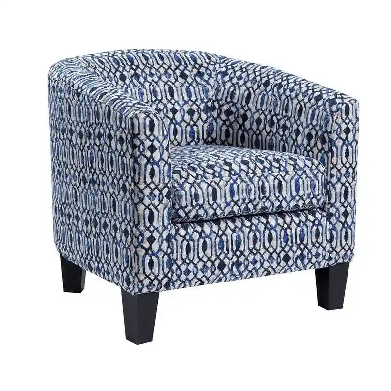 Multi-Color Faux Leather & Fabric Barrel Accent Chair – Single Seat