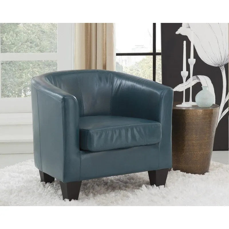 Multi-Color Faux Leather & Fabric Barrel Accent Chair – Single Seat