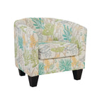 Multi-Color Faux Leather & Fabric Barrel Accent Chair – Single Seat