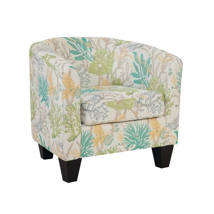 Multi-Color Faux Leather & Fabric Barrel Accent Chair – Single Seat