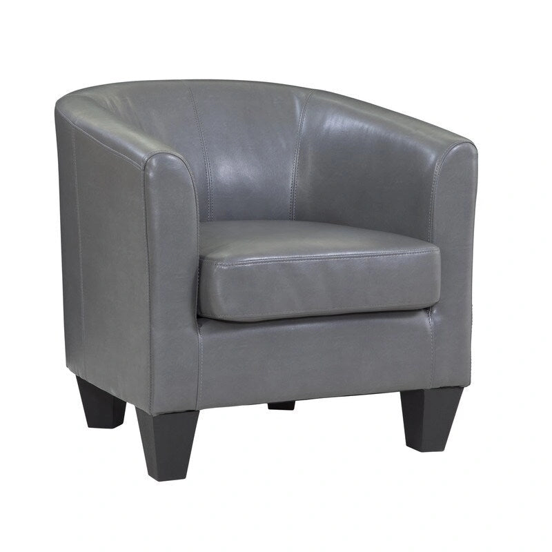 Multi-Color Faux Leather & Fabric Barrel Accent Chair – Single Seat