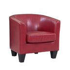 Multi-Color Faux Leather & Fabric Barrel Accent Chair – Single Seat