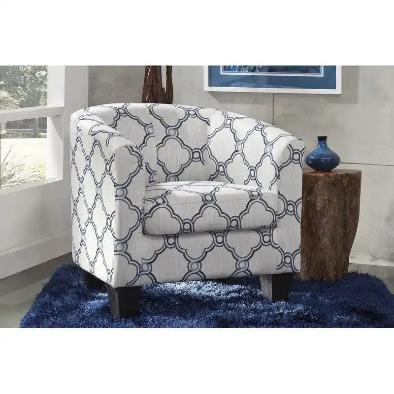 Multi-Color Faux Leather & Fabric Barrel Accent Chair – Single Seat