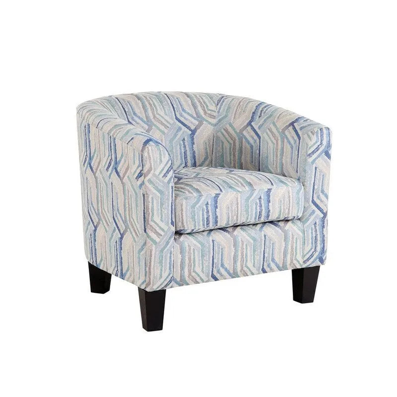 Multi-Color Faux Leather & Fabric Barrel Accent Chair – Single Seat