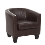 Multi-Color Faux Leather & Fabric Barrel Accent Chair – Single Seat
