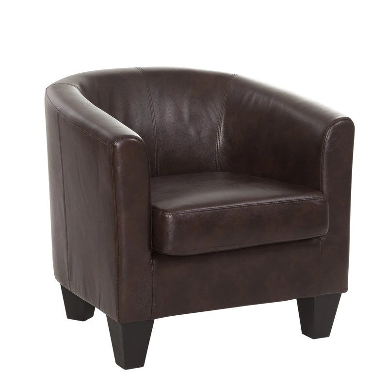 Multi-Color Faux Leather & Fabric Barrel Accent Chair – Single Seat