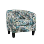 Multi-Color Faux Leather & Fabric Barrel Accent Chair – Single Seat