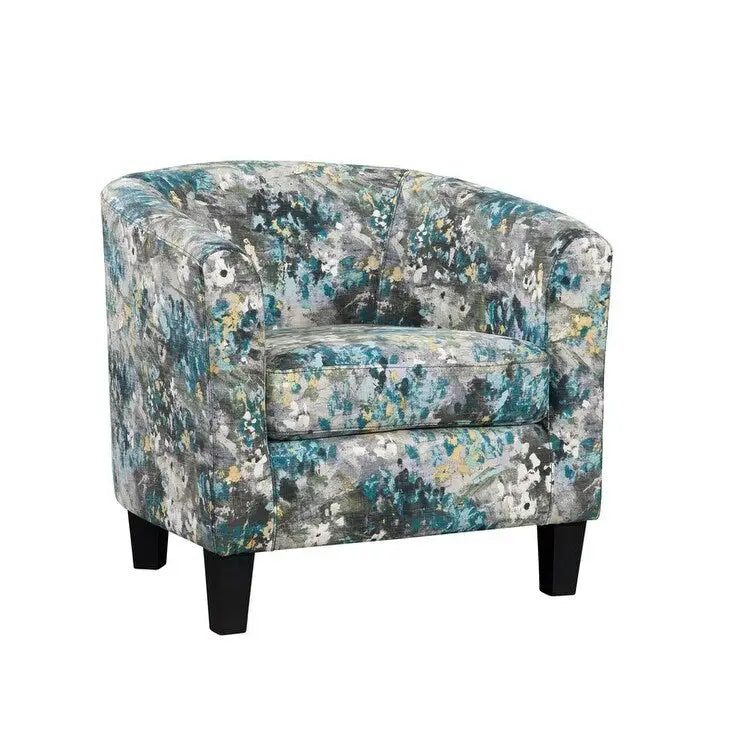 Multi-Color Faux Leather & Fabric Barrel Accent Chair – Single Seat