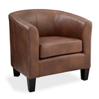 Multi-Color Faux Leather & Fabric Barrel Accent Chair – Single Seat