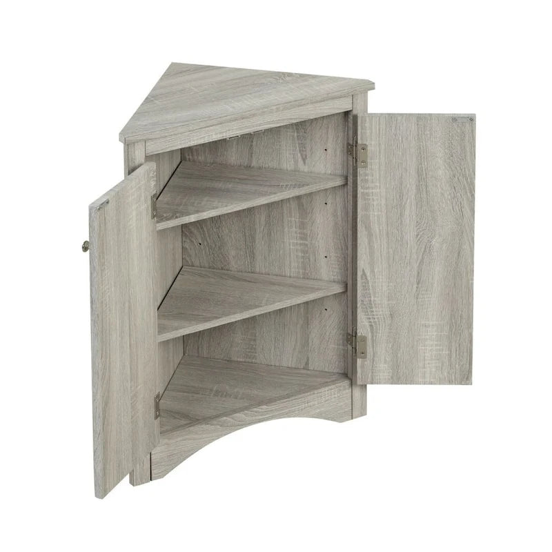Triangle Corner Shelf Cabinet – Oak / Marble / Black / Blue / Grey / White, Open Style, Single