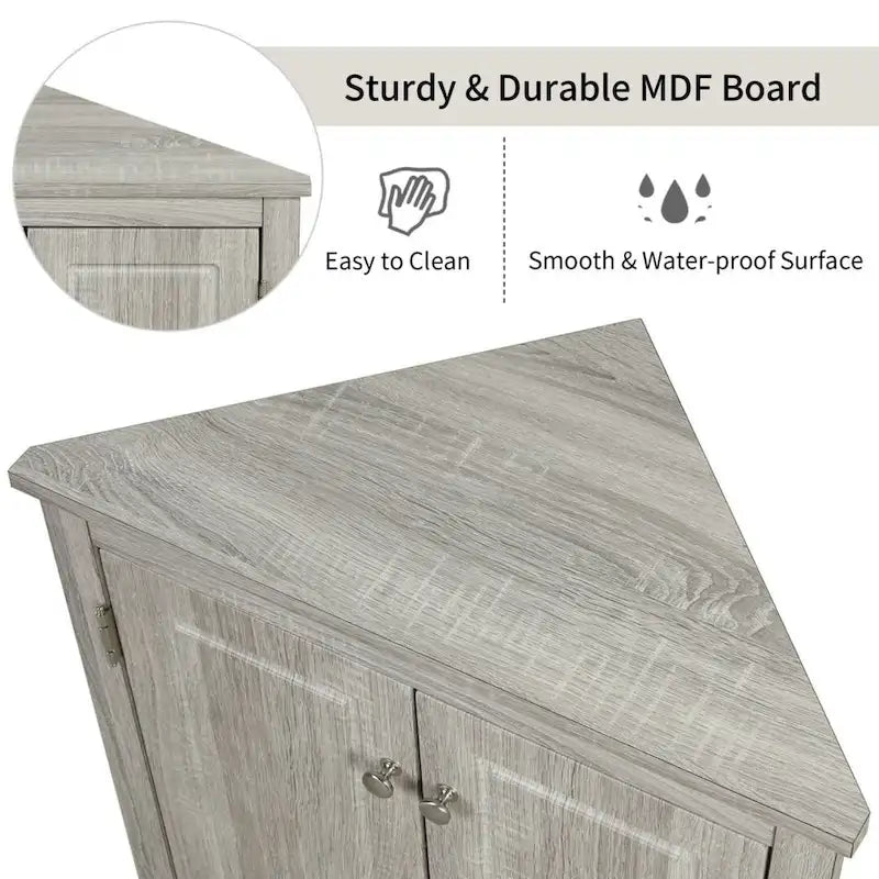 Triangle Corner Shelf Cabinet – Oak / Marble / Black / Blue / Grey / White, Open Style, Single