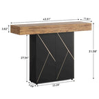 White/Black T-Shape Console Table with LED Light, Entryway Sofa Table