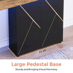 White/Black T-Shape Console Table with LED Light, Entryway Sofa Table