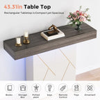 White/Black T-Shape Console Table with LED Light, Entryway Sofa Table