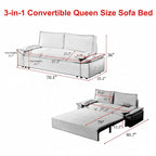 Pink Velvet 3-in-1 Pull-Out Queen Sofa Bed, 2-Person