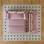 Pink Velvet 3-in-1 Pull-Out Queen Sofa Bed, 2-Person