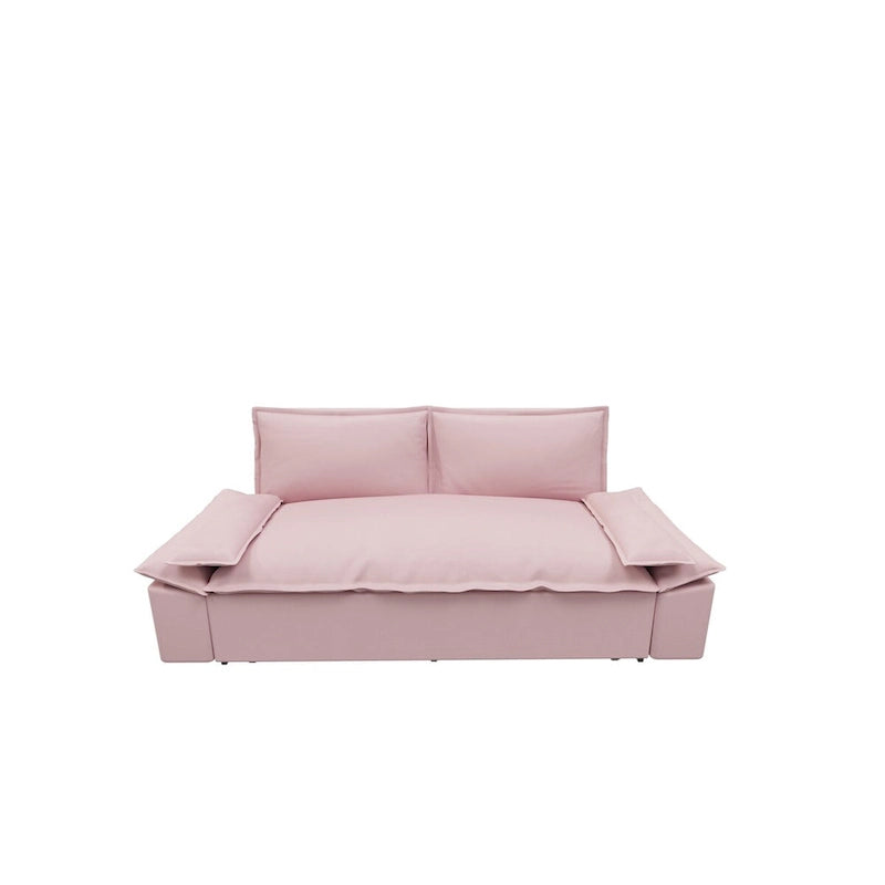 Pink Velvet 3-in-1 Pull-Out Queen Sofa Bed, 2-Person