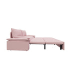 Pink Velvet 3-in-1 Pull-Out Queen Sofa Bed, 2-Person