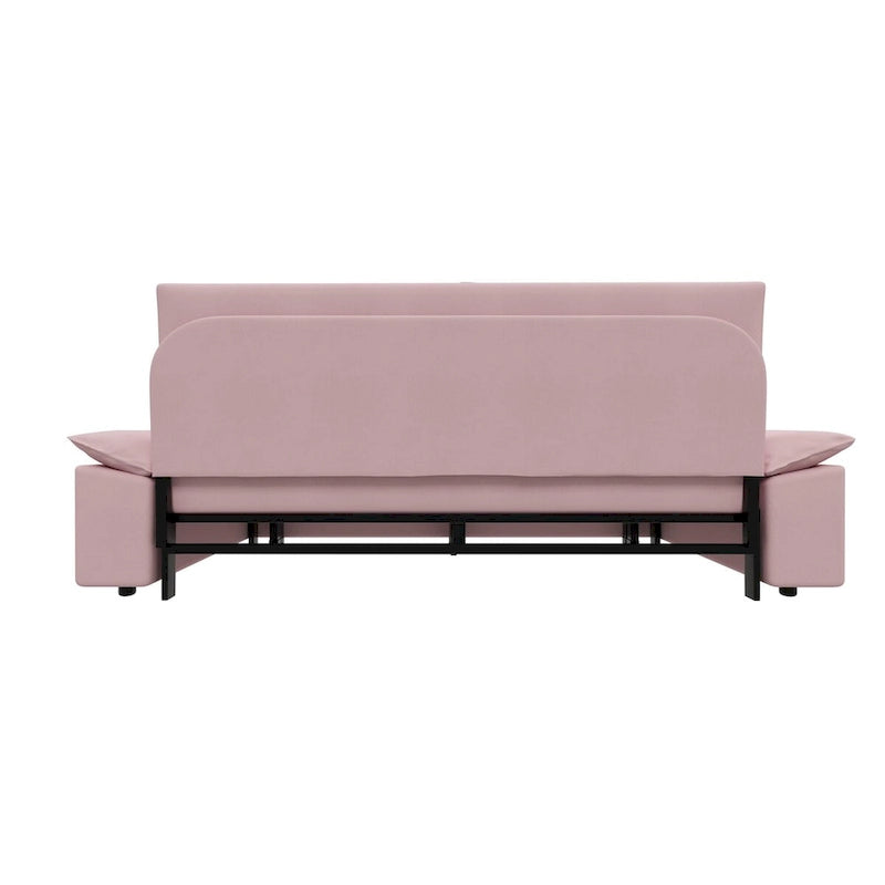 Pink Velvet 3-in-1 Pull-Out Queen Sofa Bed, 2-Person