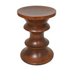 Brown Round Albizia Wood Side Table, Geometric Style, Single Use