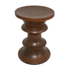 Brown Round Albizia Wood Side Table, Geometric Style, Single Use