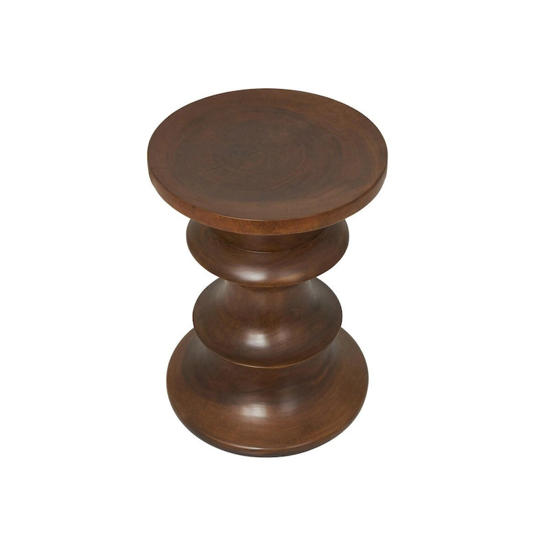Brown Round Albizia Wood Side Table, Geometric Style, Single Use
