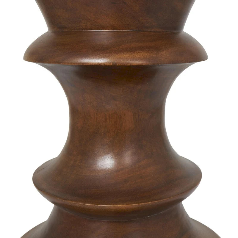 Brown Round Albizia Wood Side Table, Geometric Style, Single Use