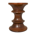 Brown Round Albizia Wood Side Table, Geometric Style, Single Use