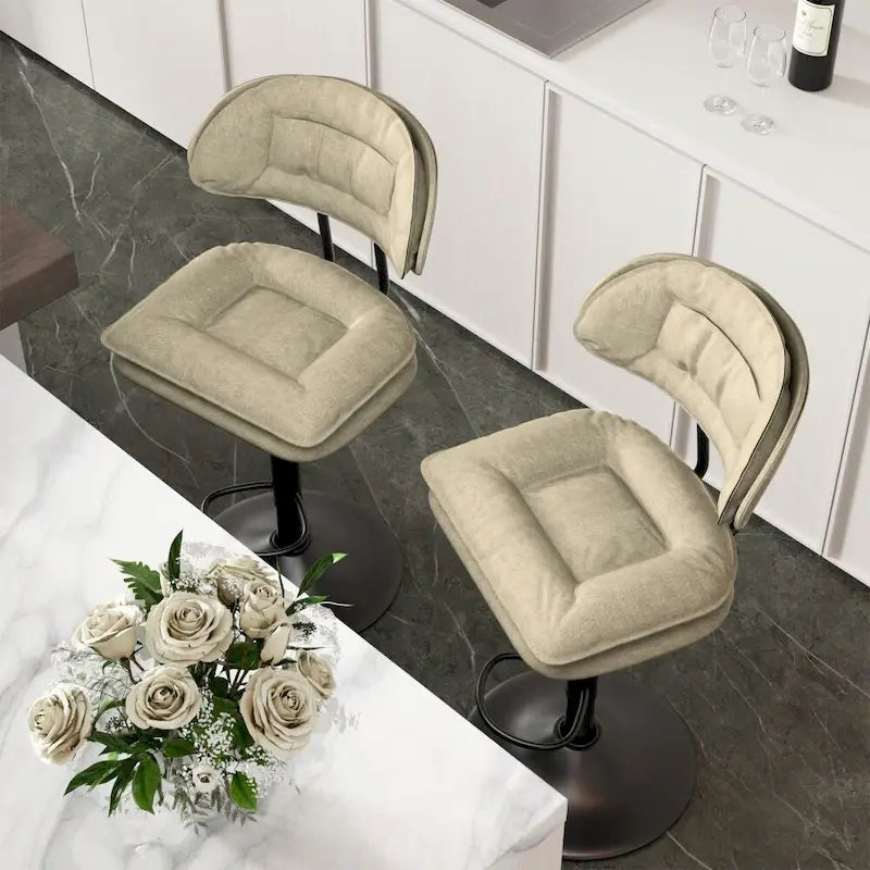 Swivel Counter Bar Stool with Back & Footrest, Set of 2, Multiple Colors