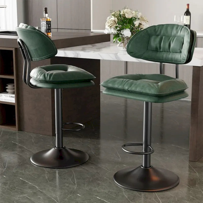 Swivel Counter Bar Stool with Back & Footrest, Set of 2, Multiple Colors