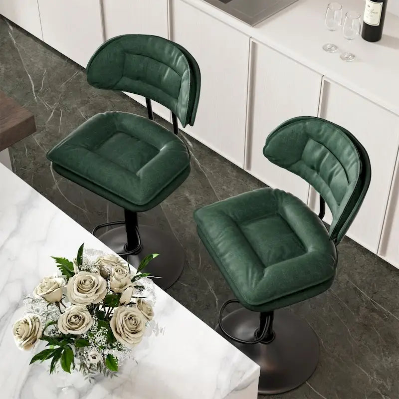 Swivel Counter Bar Stool with Back & Footrest, Set of 2, Multiple Colors