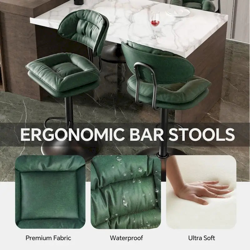 Swivel Counter Bar Stool with Back & Footrest, Set of 2, Multiple Colors