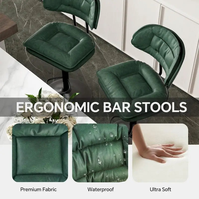 Swivel Counter Bar Stool with Back & Footrest, Set of 2, Multiple Colors