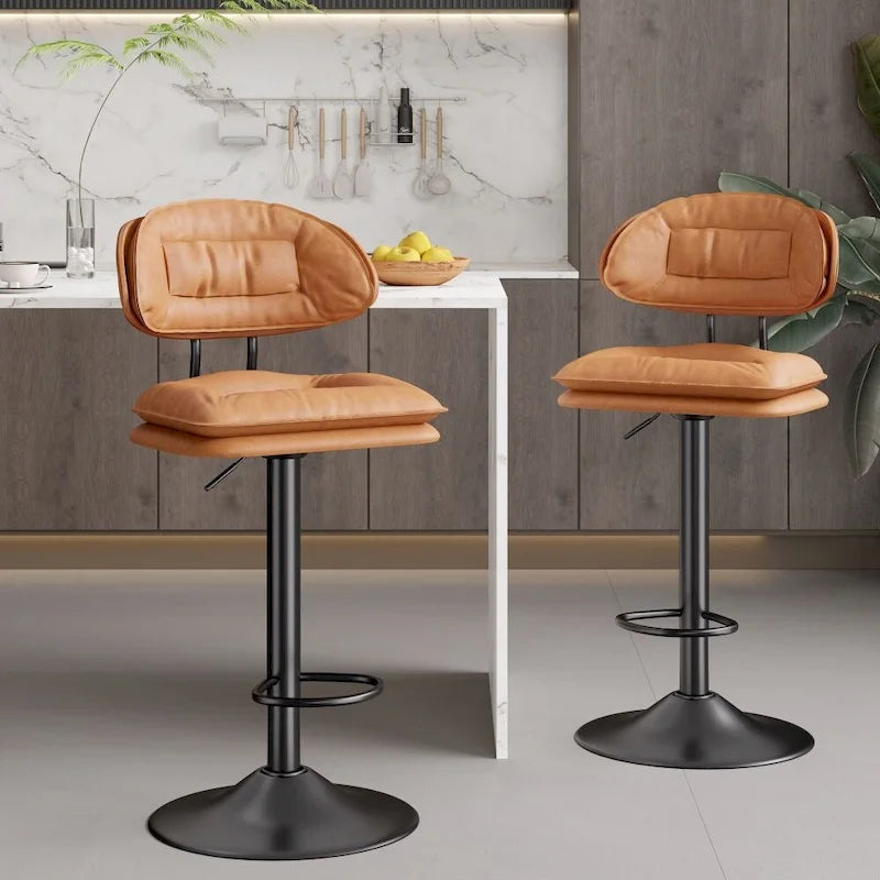 Swivel Counter Bar Stool with Back & Footrest, Set of 2, Multiple Colors