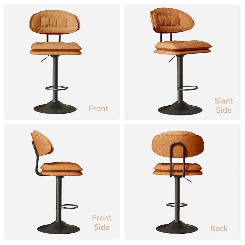 Swivel Counter Bar Stool with Back & Footrest, Set of 2, Multiple Colors