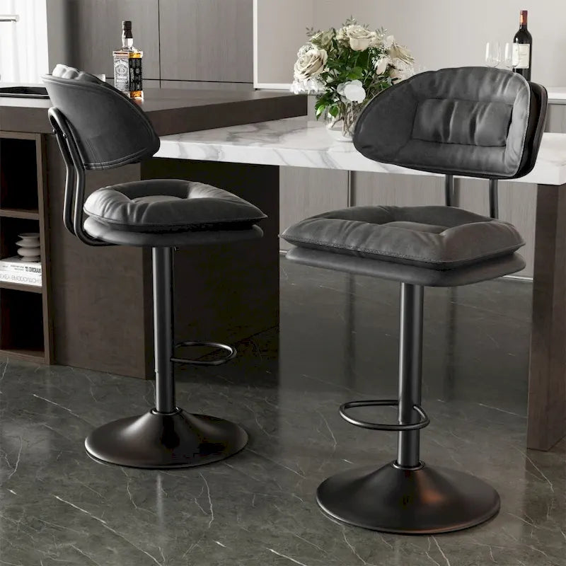 Swivel Counter Bar Stool with Back & Footrest, Set of 2, Multiple Colors