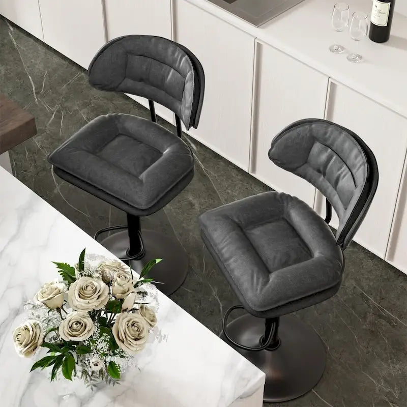 Swivel Counter Bar Stool with Back & Footrest, Set of 2, Multiple Colors