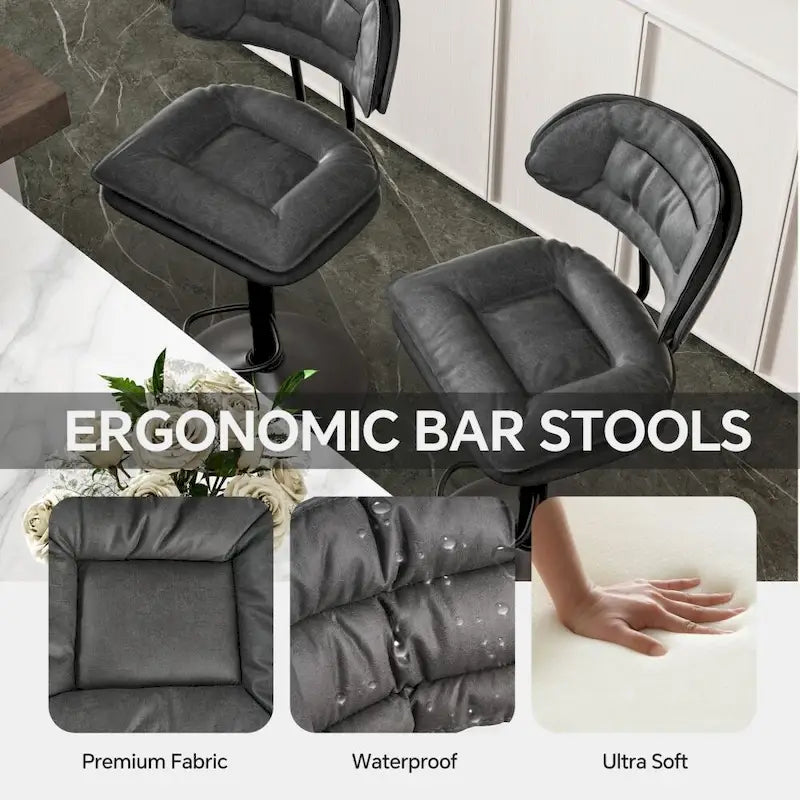 Swivel Counter Bar Stool with Back & Footrest, Set of 2, Multiple Colors